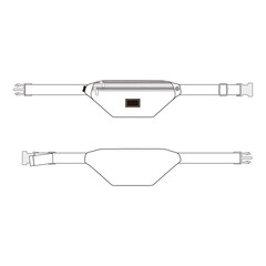 Belted waist bag in white with buckle closure, front and back view.


