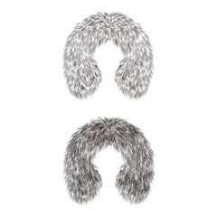 Two variations of a fur collar in a realistic, fluffy texture, ideal for jacket and coat trims.

