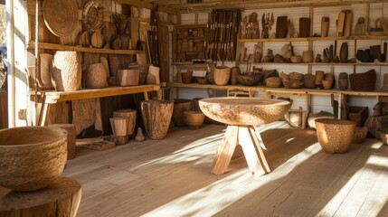 Crafting America: Artisans Creating Handmade Goods in Serene Workshop Setting