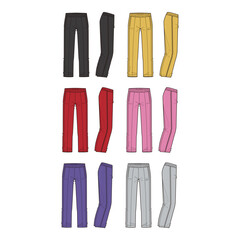 Colorful Jogger Pants Set with Elastic Waistband and Side Stripes

