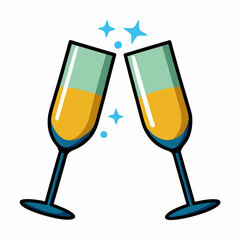 Toasting glasses vector silhouette white background