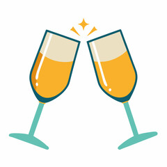 Toasting glasses vector silhouette white background