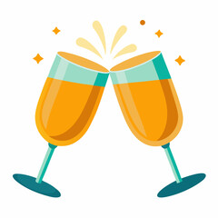 Toasting glasses vector silhouette white background