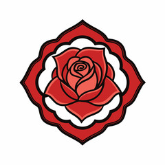 Rose flower logo frame, silhouette, white background