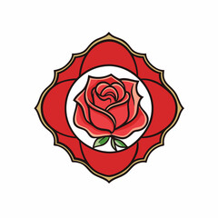 Rose flower logo frame, silhouette, white background