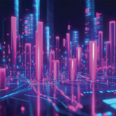 abstract blue and purple  city background