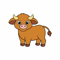 Out line vector cute African Buffalo for kid on white background