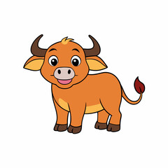 Out line vector cute African Buffalo for kid on white background
