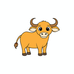 Out line vector cute African Buffalo for kid on white background