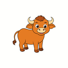 Out line vector cute African Buffalo for kid on white background