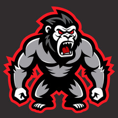 aggressive gorilla mascot full body sticker design