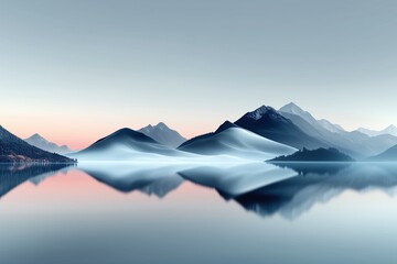Fototapeta premium Explore Serenity A Minimalist Illustration of a Calm Lake