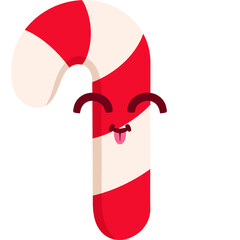 Candy Cane Playful Face Cartoon