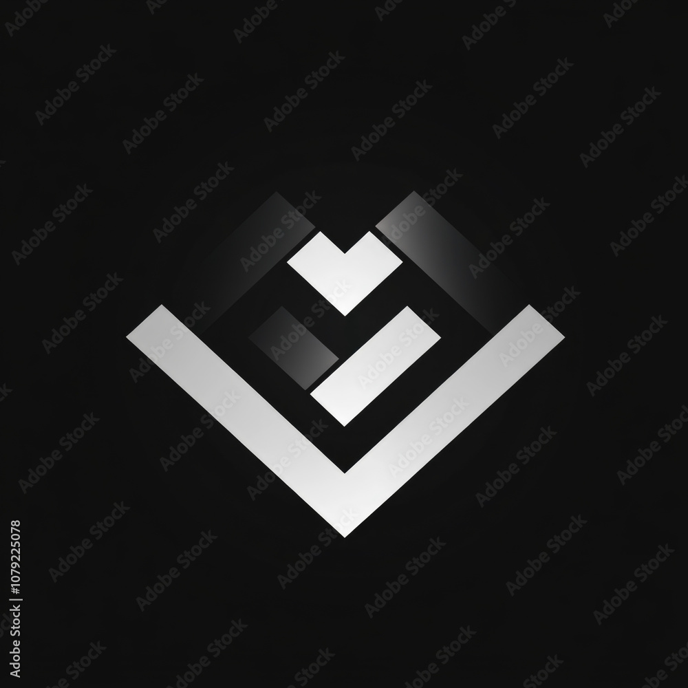 Poster a geometric design in white and black creates a sense of movement and depth on a dark background