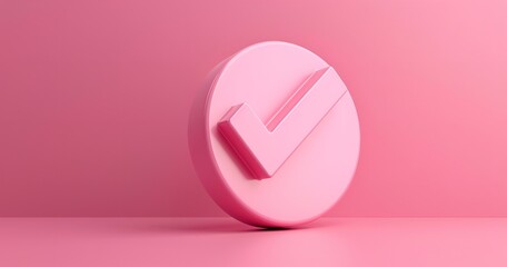 Obraz premium An emblem of a pink checkmark over a backdrop of abstract pink, Generative AI.