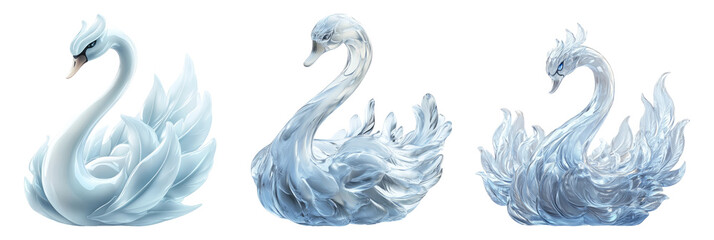 Obraz premium Artistic Swans Isolated on Transparent Background