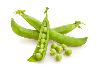 open green peas path isolated on white