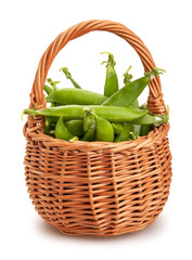 green peas basket path isolated on white
