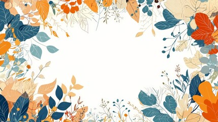 Abstract Autumn Leaves Border Frame with Copy Space for Text and Design