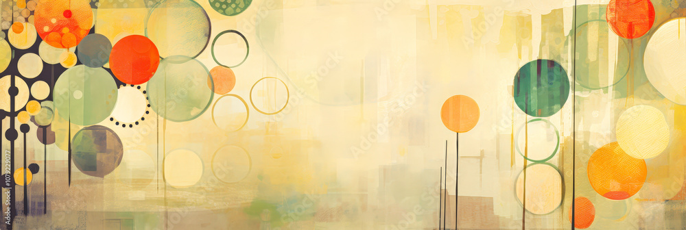 Aufkleber pastel circles and shapes, layered harmoniously to create an inviting and tranquil ambiance