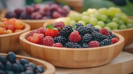 Fresh berry harvest farmer's market food photography outdoor close-up healthy eating