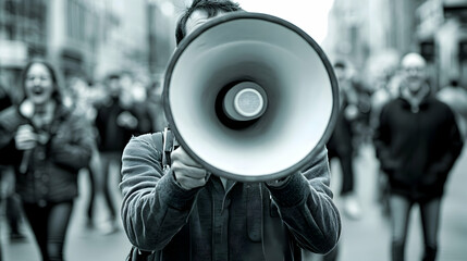 Promote your business with a megaphone, making some noise to spread the word and attract attention. 4k image