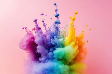 Fototapeta premium Colorful ink explosions in water. Smoke, Steam Background and Wallpaper AI generated image