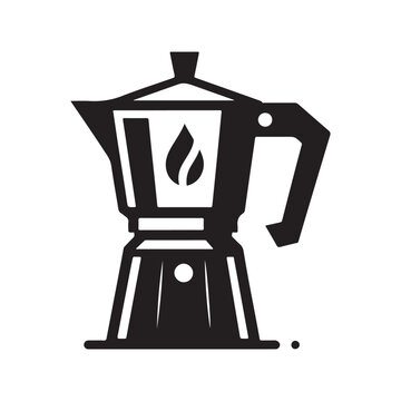 recommend clip art: Moka pot, coffee maker pot silhouette vector icon