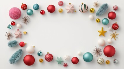 Obraz premium Colorful festive ornaments for holiday decoration.