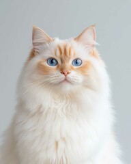 Portrait of a Ragdoll Cat with Striking Blue Eyes and Soft Fluffy Coat, Perfect for Cat Lovers and Feline Enthusiasts

