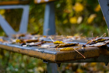 Close up of a park bench
