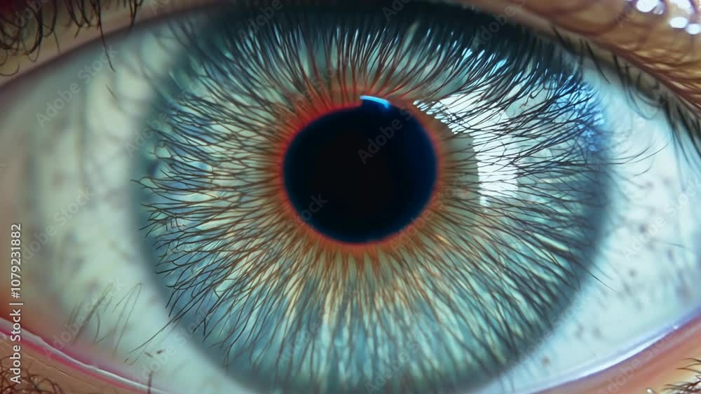 Aufkleber close-up view of a human iris contracting in response to light generative ai
