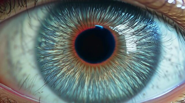Close-up View of a Human Iris Contracting in Response to Light Generative AI
