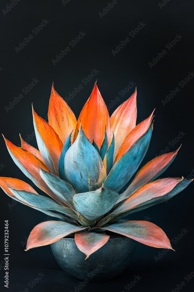 Poster this image showcases an artistic macro shot of a vibrantly colored plant, featuring a dynamic teal a
