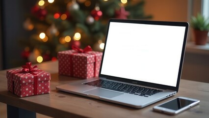 christmas gift with laptop