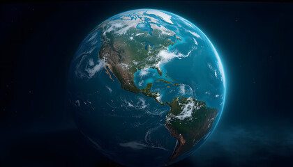 Fototapeta premium Beautiful planet Earth displayed in space with visible continents and clouds