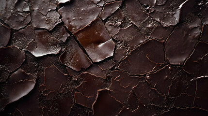 A rich, dark chocolate surface with intricate cracks, evoking indulgence and luxury . illustration