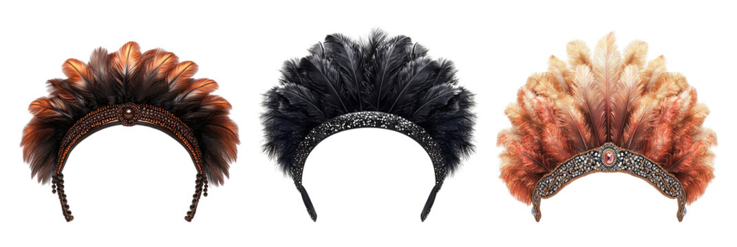 Elegant Feather Accessories on Transparent Background