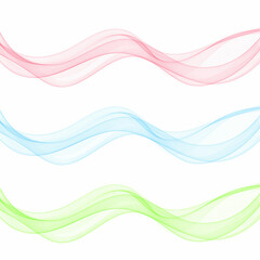 Smooth wave flow. Green wave. Set of abstract design elements. Eps 10