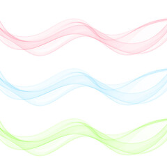 Smooth wave flow. Green wave. Set of abstract design elements. Eps 10