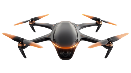 Modern drone with camera, front view