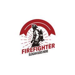 Firefighter logo template Premium Vector