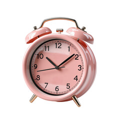 Pink Alarm Clock Isolated On Transparent Background	