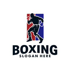 Boxing player silhouette logo design