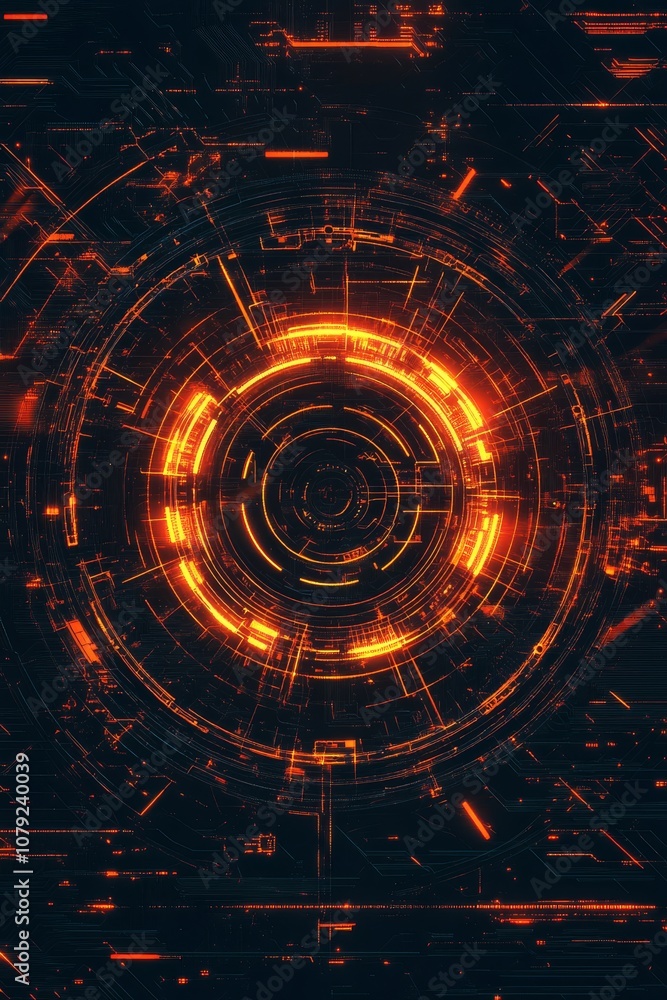 Poster immerse in a vibrant abstract representation of technology and cyberspace, with intricate patterns a