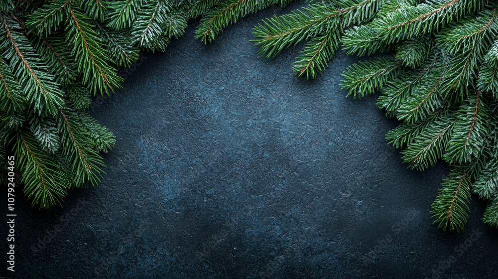Poster a black background with a green border of leaves. the leaves are arranged in a way that they form a 