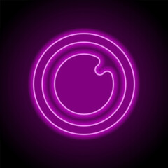Eye simple vector icon. Flat design. Purple neon on black background