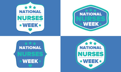 Obraz premium National Nurses Week. Thank you nurses. Medical and health care concept. Fighters against viruses and diseases. In honour of the doctors. Celebrated annual in United States. Vector illustration poster