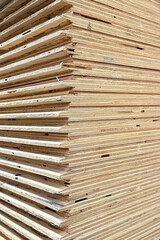 Stack of plywood board panels