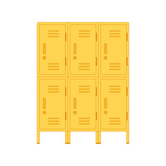 Metal locker for modern interior design. Wardrobe for locker rooms, gym, storage cells. Vector illustration